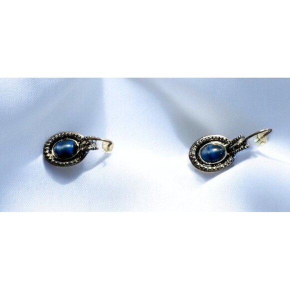 Liz Claiborne Silver-Tone Earrings With Blue Stone For Pierced Ears - Picture 7 of 14